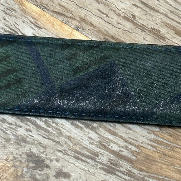 Talbots Vintage Suede Black Watch Plaid Leather Belt Size Medium - Picture 5 of 7